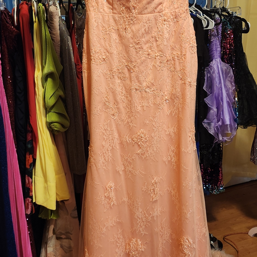 Elegant Peach Floral Wedding Gown